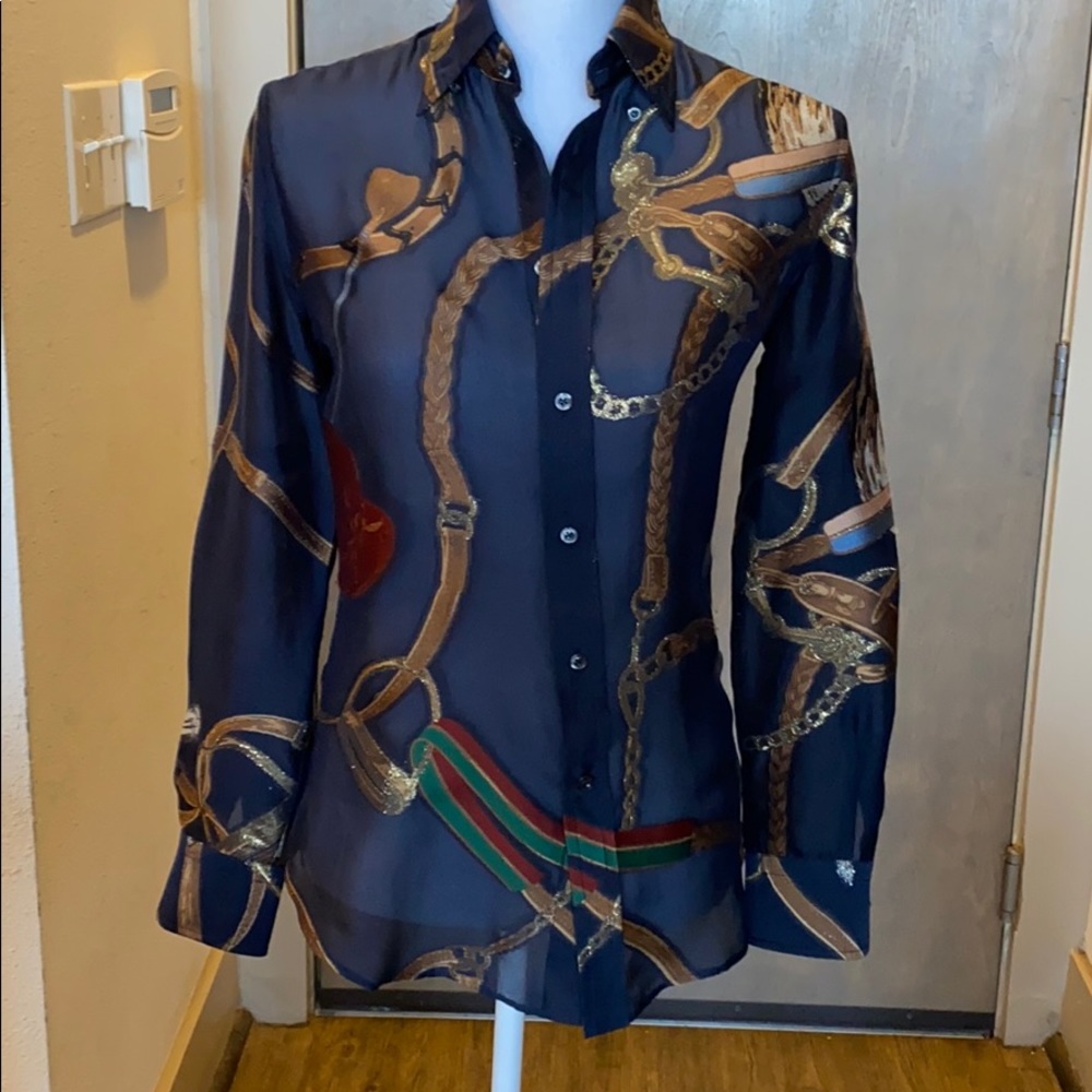 Ralph Lauren Sheer Ornate Button Down